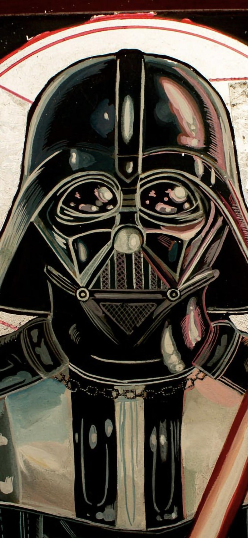 Hand-painted Star Wars Darth Vader icon – sci-fi collectible wall decor