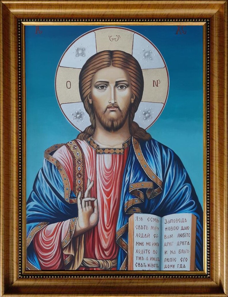 Traditional Eastern Orthodox icon – Christ Pantocrator in egg tempera and gold