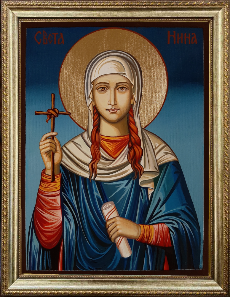 Sacred Christian icon of the Enlightener of Georgia, traditional wall art