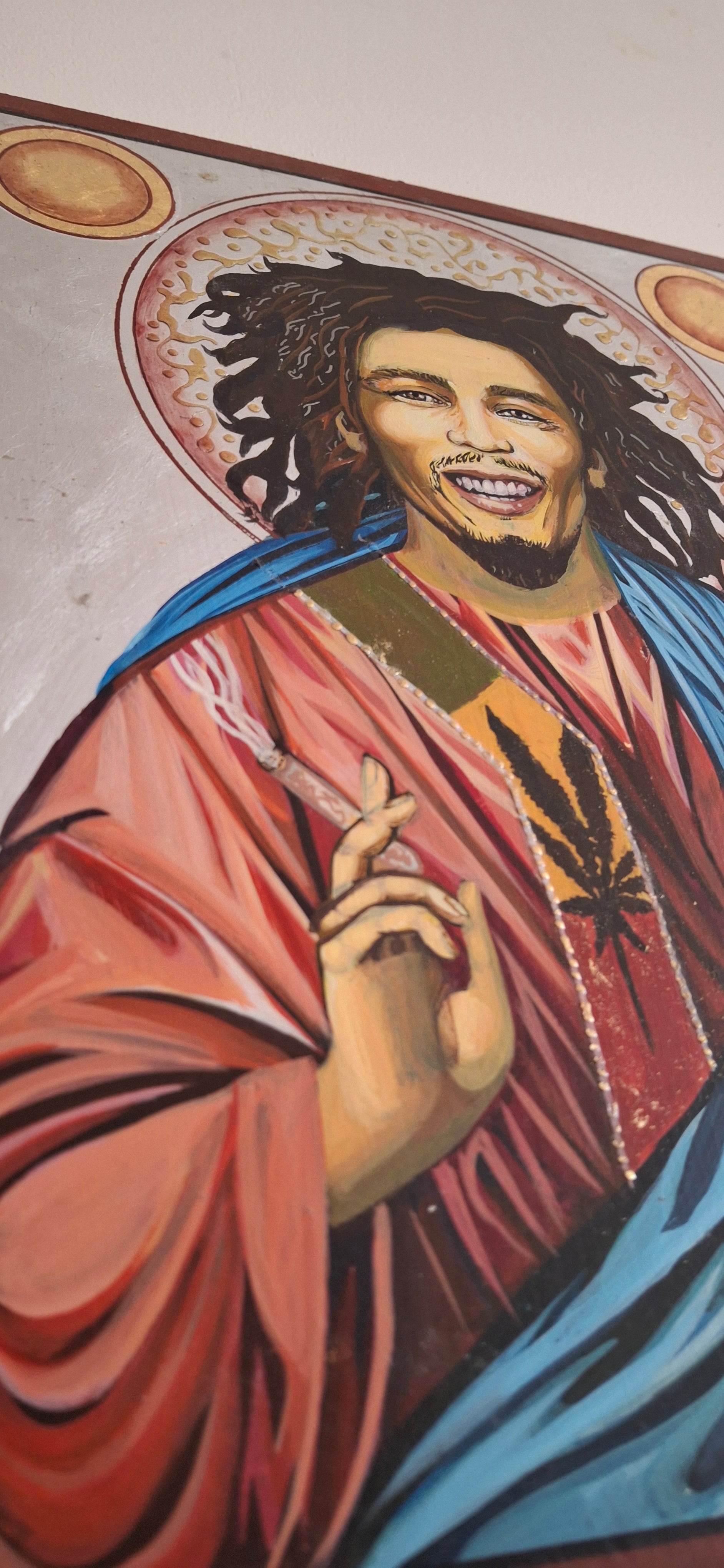 Anti-iconic portrait of Bob Marley merging mysticism and resistance, framed by sacred silence and a broken chalice of rhythm