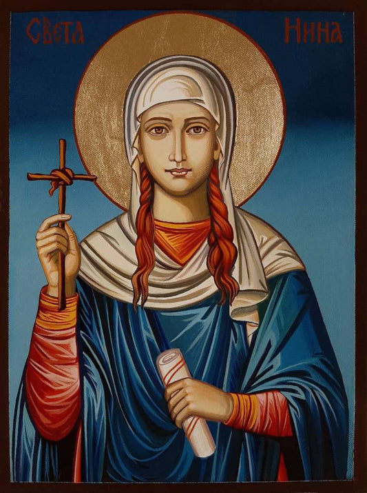Orthodox icon of Saint Nina, Equal-to-the-Apostles, hand-painted on wood