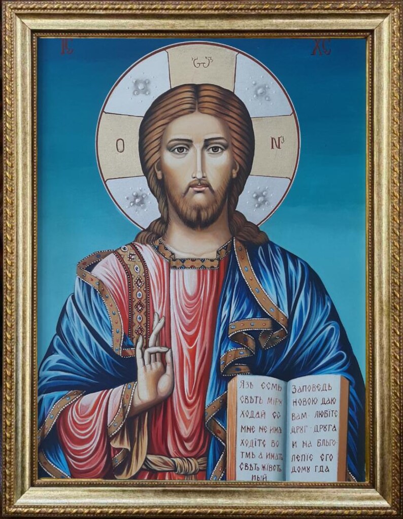 Byzantine-style Christian icon of Jesus Christ – sacred religious artwork