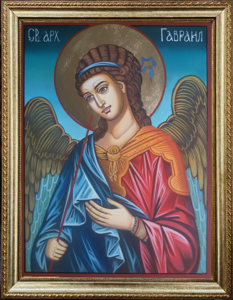 Byzantine Christian artwork of Saint Gabriel the Archangel in traditional style