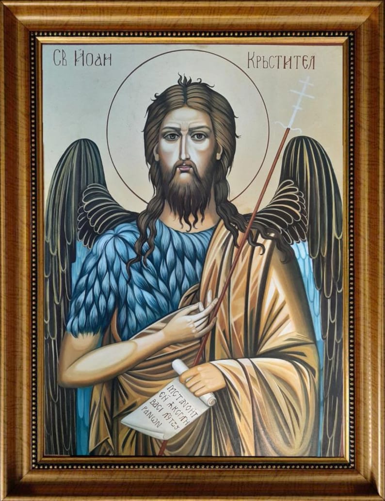 Religious art print of Saint John the Baptist – traditional Orthodox Christian iconography