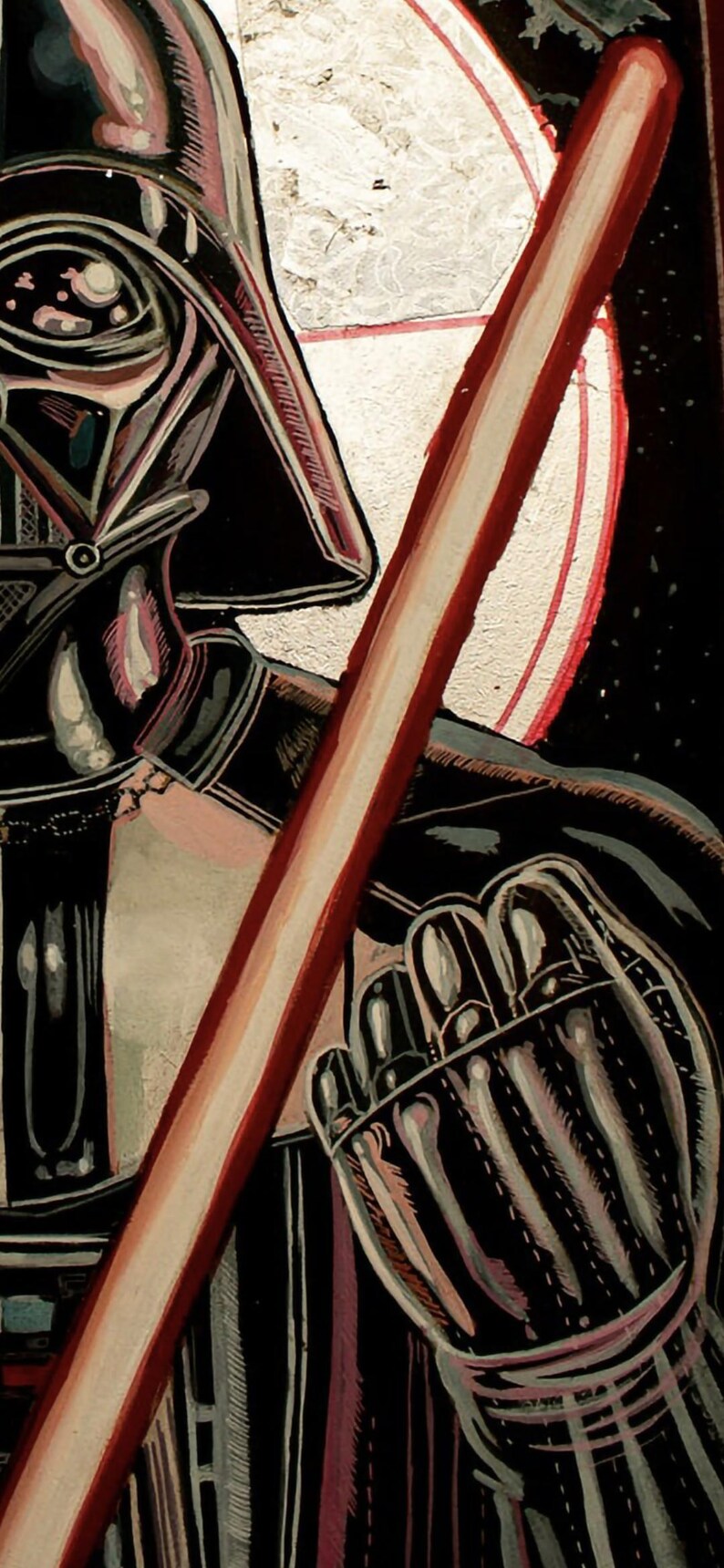Gold leaf Star Wars artwork – Darth Vader religious style painting