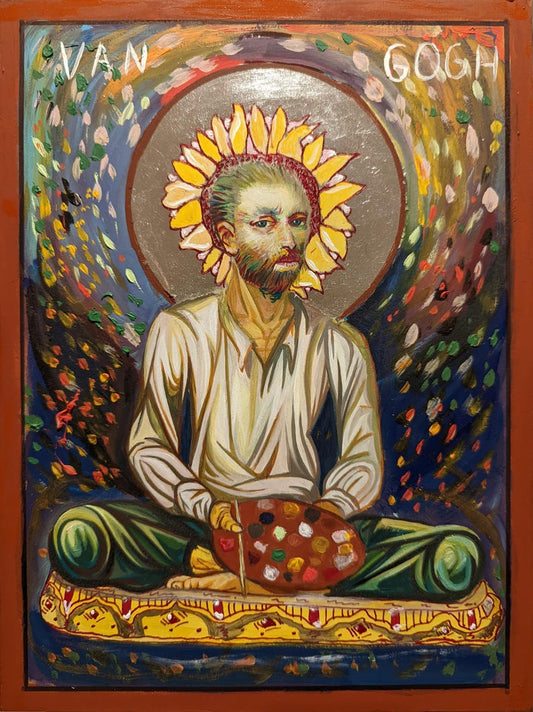 Van Gogh–inspired sacred icon by Blo Kirilov blending traditional and expressionist style